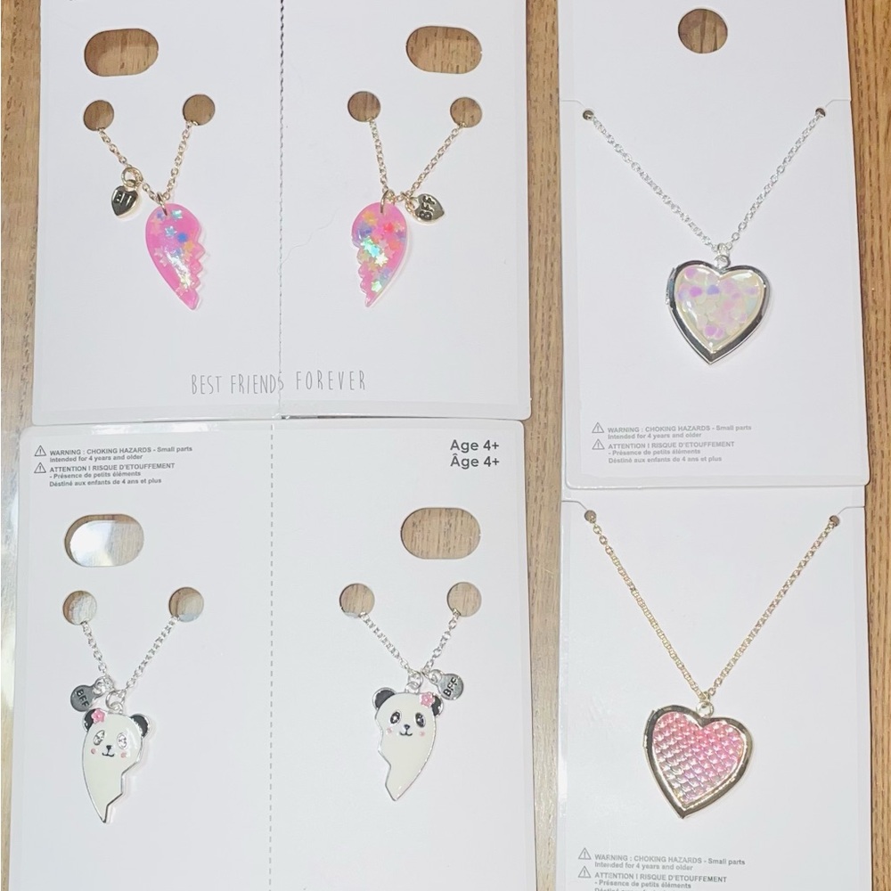 Best Friends Forever Necklace Set - Pink‎ and White